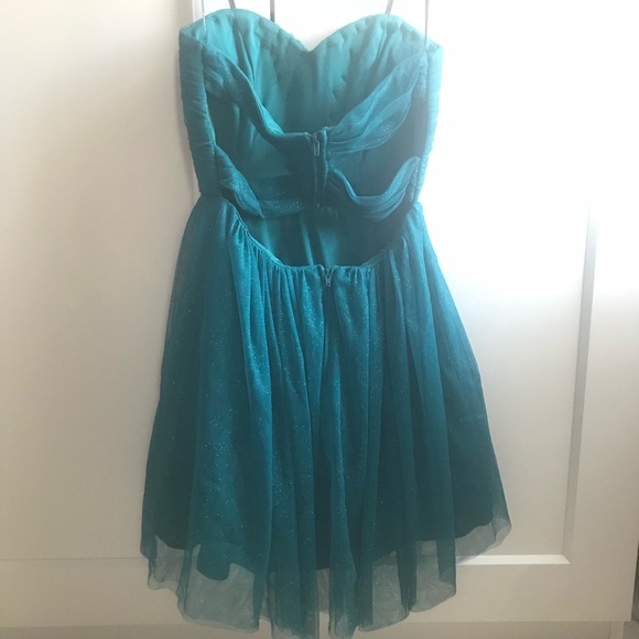 Strapless Sparkly Blue Homecoming Party Dress - Picture 5 of 6